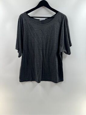 Bleeker & McDougal Charcoal Gray Embellished Top – Women's XL